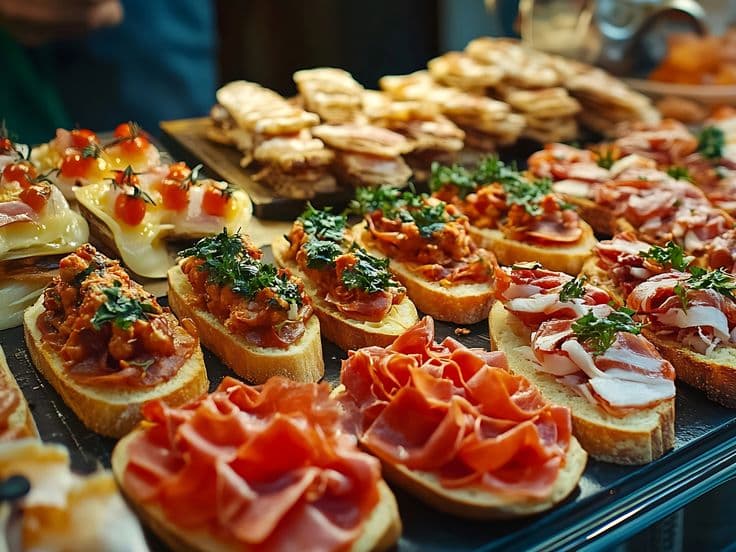 Pinchos et tapas à la charcuterie, planche à partager