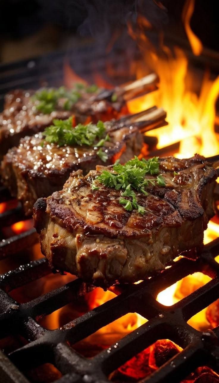 Pièces de viande grillées à la flamme