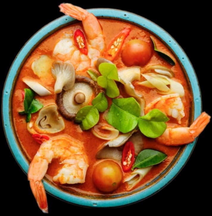 Tom Yam Kung, soupe de crevettes et champignons