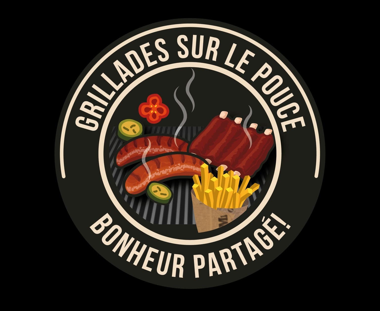Logo Grillades sur le pouce, bonheur partagé